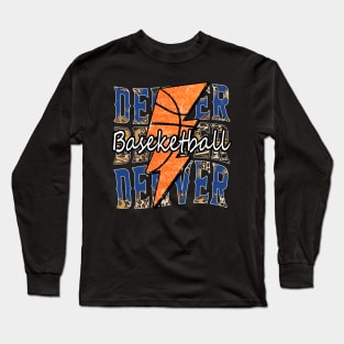 Graphic Basketball Denver Proud Name Vintage Long Sleeve T-Shirt